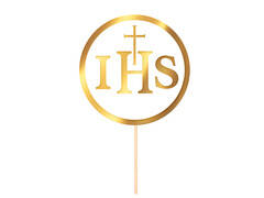 Cake topper IHS, gold - 1 pc