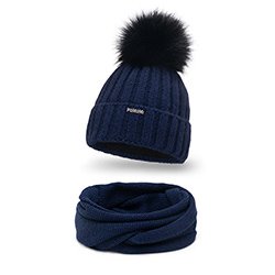 Navy-blue women's set - hat and scarf