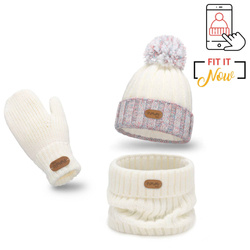 Trendy girl's set - warm hat, scarf and gloves