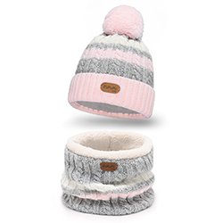 Winter girl's fleece lined set - hat and neck warmer