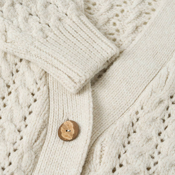Cable cardigan with buttons - beige