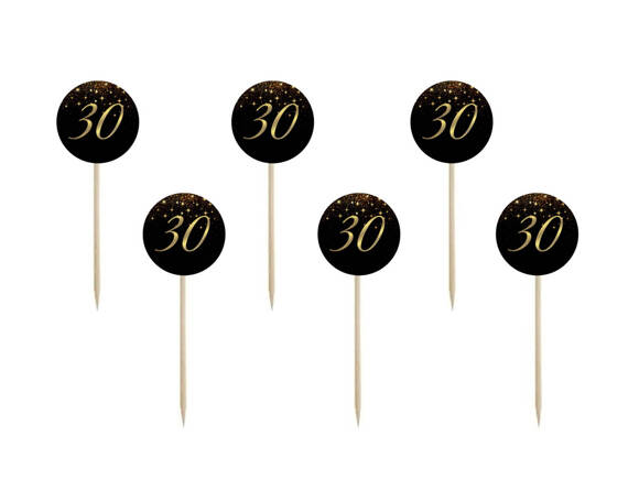 Cake toppers Sparkling 30th - 6 pcs