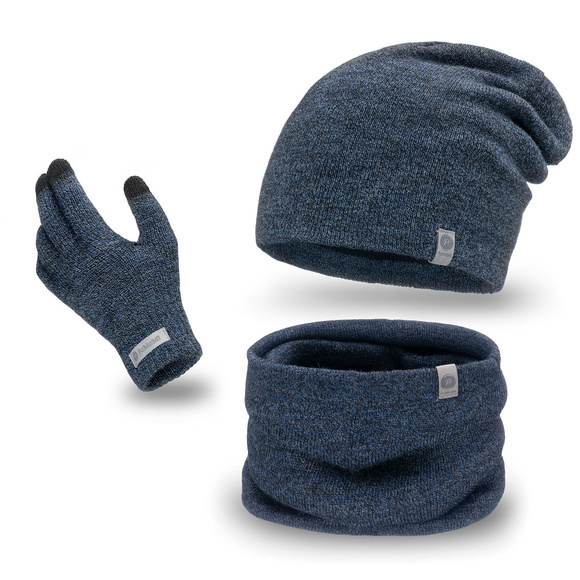 Men's winter set - beanie hat, tube scarf and gloves