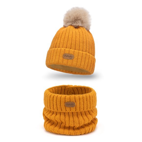 Warm kids set - fleece lined hat and scarf
