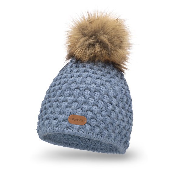 Women's hat with pompom, wool blend