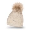 Beige women's set - hat with pompom, tube scarf, gloves